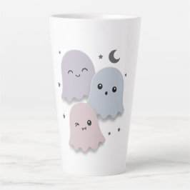 かわいいパステルカラーのおばけの友達 ハロウィン カフェラテマグ