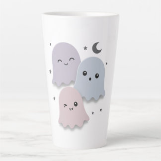 かわいいパステルカラーのおばけの友達 ハロウィン カフェラテマグ