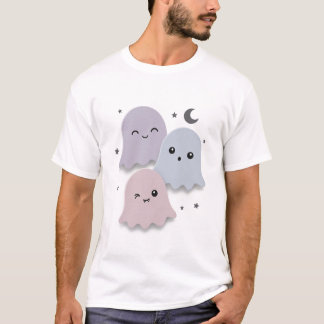 かわいいパステルカラーのおばけの友達 ハロウィン Tシャツ