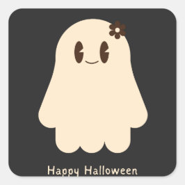かわいいパステルカラーのおばけ ハッピーハロウィン スクエアステッカー スクエアシール