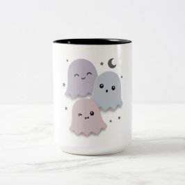 かわいいパステルカラーのお化けの友達 ハロウィン ツートーンマグカップ