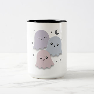 かわいいパステルカラーのお化けの友達 ハロウィン ツートーンマグカップ
