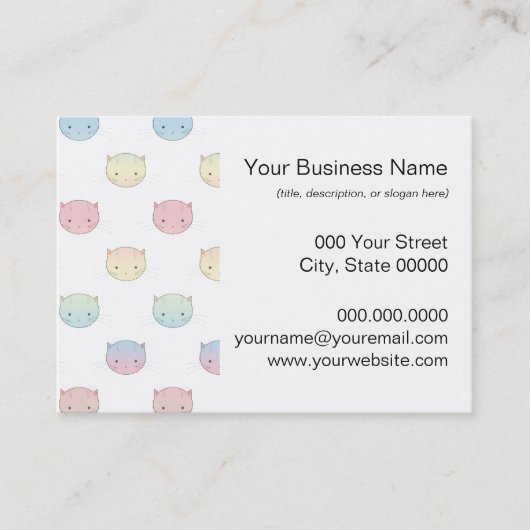 かわいいパステルカラーのねこちゃんの顔の模様 名刺 (正面)