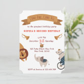 かわいいパステルカラーのカーニバル誕生日テーマ 招待状 (スタンド正面)