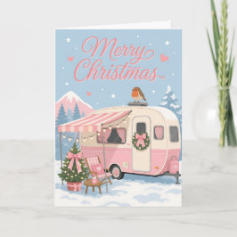 かわいいパステルカラーのキャラバンクリスマスシーン カード