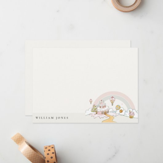 かわいいパステルカラーのスイートタイム キャンディーランドの子供の誕生日 ノートカード (正面/裏面インサイチュ)
