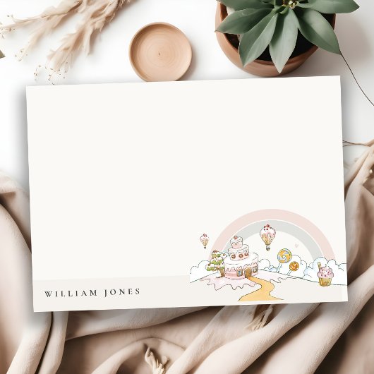 かわいいパステルカラーのスイートタイム キャンディーランドの子供の誕生日 ノートカード