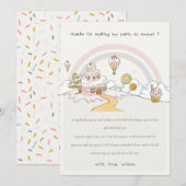 かわいいパステルカラーのスイートタイム キャンディーランド 子供の誕生日 サンキューカード (正面/裏面)
