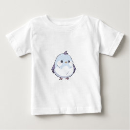かわいいパステルカラーのデブ鳥のキャラクター ベビーTシャツ
