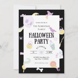 かわいいパステルカラーのハロウィンパーティー 招待状