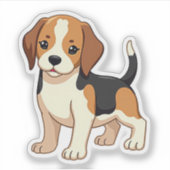 かわいいパステルカラーのビーグル子犬 シール (正面)