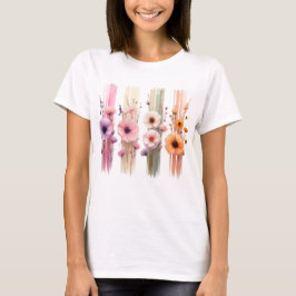 かわいいパステルカラーのポピー花 Tシャツ