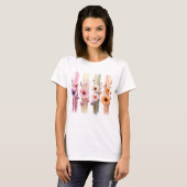 かわいいパステルカラーのポピー花 Tシャツ (正面フル)