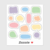 かわいいパステルカラーの吹き出しラベル シール (シート)