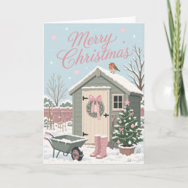 かわいいパステルカラーの家庭菜園のクリスマスシーン カード