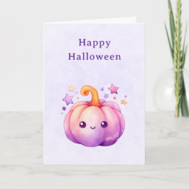 かわいいパステルカラーの星付きカボチャのハロウィン シーズンカード