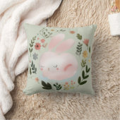 かわいいパステルカラーの春のうさぎ花輪の幼児部屋アート クッション (ブランケット)