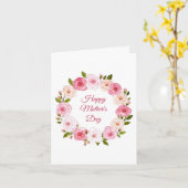 かわいいパステルカラーの水彩ローズの花輪 カード (黄色い花)