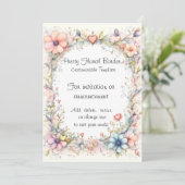 かわいいパステルカラーの花とハートの招待状テンプレート 招待状 (スタンド正面)