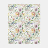 かわいいパステルカラーの花模様 フリースブランケット (正面)