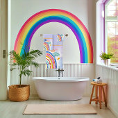 かわいいパステルカラーの虹のオリジナル バスタオルセット