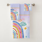かわいいパステルカラーの虹のオリジナル バスタオルセット (インサイチュ)