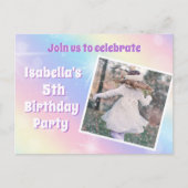 かわいいパステルカラーの虹のスパークル子供の誕生日パーティー ポストカード (正面)