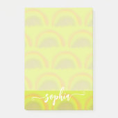 かわいいパステルカラーの虹の模様の名前が入ったオリジナル商品 ポストイット (正面)