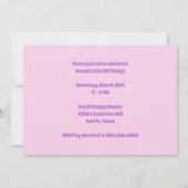 かわいいパステルカラーの虹の輝き子供の誕生日パーティー 招待状 (裏面)