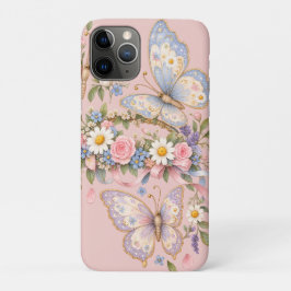 かわいいパステルカラーの蝶々アート iPhone 11 PROケース