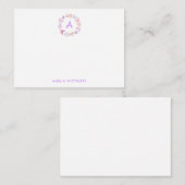 かわいいパステルカラーの蝶のモノグラム ノートカード (正面/裏面)