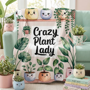 かわいいパステルカラーの観葉植物 フリースブランケット