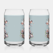 かわいいパステルカラーの赤ちゃん牛が花のオーバーオールを着ている ガラス缶 (左)