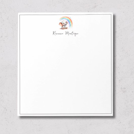 かわいいパステルカラーの赤ちゃん象の虹の名前の保育園 ノートパッド