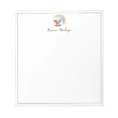 かわいいパステルカラーの赤ちゃん象の虹の名前の保育園 ノートパッド (正面)