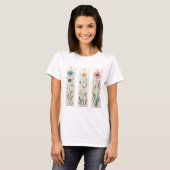 かわいいパステルカラーの野の花ブラシストローク Tシャツ (正面フル)