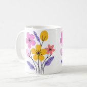 かわいいパステルカラーの野の花ブーケ 陶器コーヒーマグ コーヒーマグカップ (正面左)