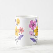 かわいいパステルカラーの野の花ブーケ 陶器コーヒーマグ コーヒーマグカップ (中央)