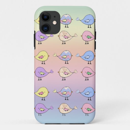 かわいいパステルカラーの鳥たち Case-Mate iPhoneケース (裏面)