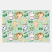 かわいいパステルカラーサファリジャングルアニマル ラッピングペーパーシート (正面2)