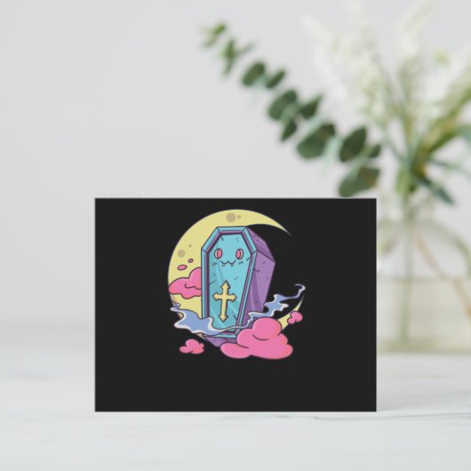 かわいいパステルカラーズゴシックかわいいゴシック棺 ポストカード (スタンド正面)