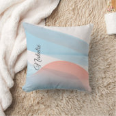 かわいいパステルカラーブルーコーラルネーム装飾用クッション クッション (ブランケット)