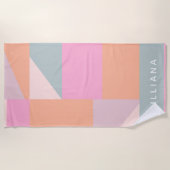 かわいいパステルカラーブロックジオメトリックパーソナライズされたス ビーチタオル (正面)
