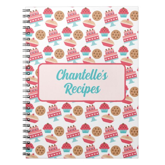 かわいいパステルガーリーキッチンケーキデザートレシピ本 ノートブック (正面)