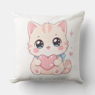 かわいいパステルキャットピンクハートアウトドアピロー アウトドアクッション