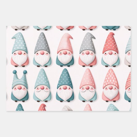 かわいいパステルクリスマス格言、ピンクブルーグレー ラッピングペーパーシート (正面3)