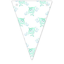 かわいいパステルグリーンキッズウォーターカラーシャーク