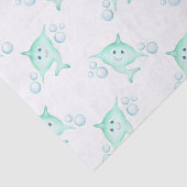 かわいいパステルグリーンキッズウォーターカラーシャーク 薄葉紙 (詳細)