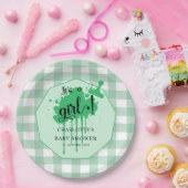 かわいいパステルグリーンジンガム赤ちゃんシャワー ペーパープレート (パーティー)
