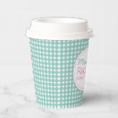 かわいいパステルグリーンヴィンテージジンガム紙カップ 紙コップ (右)